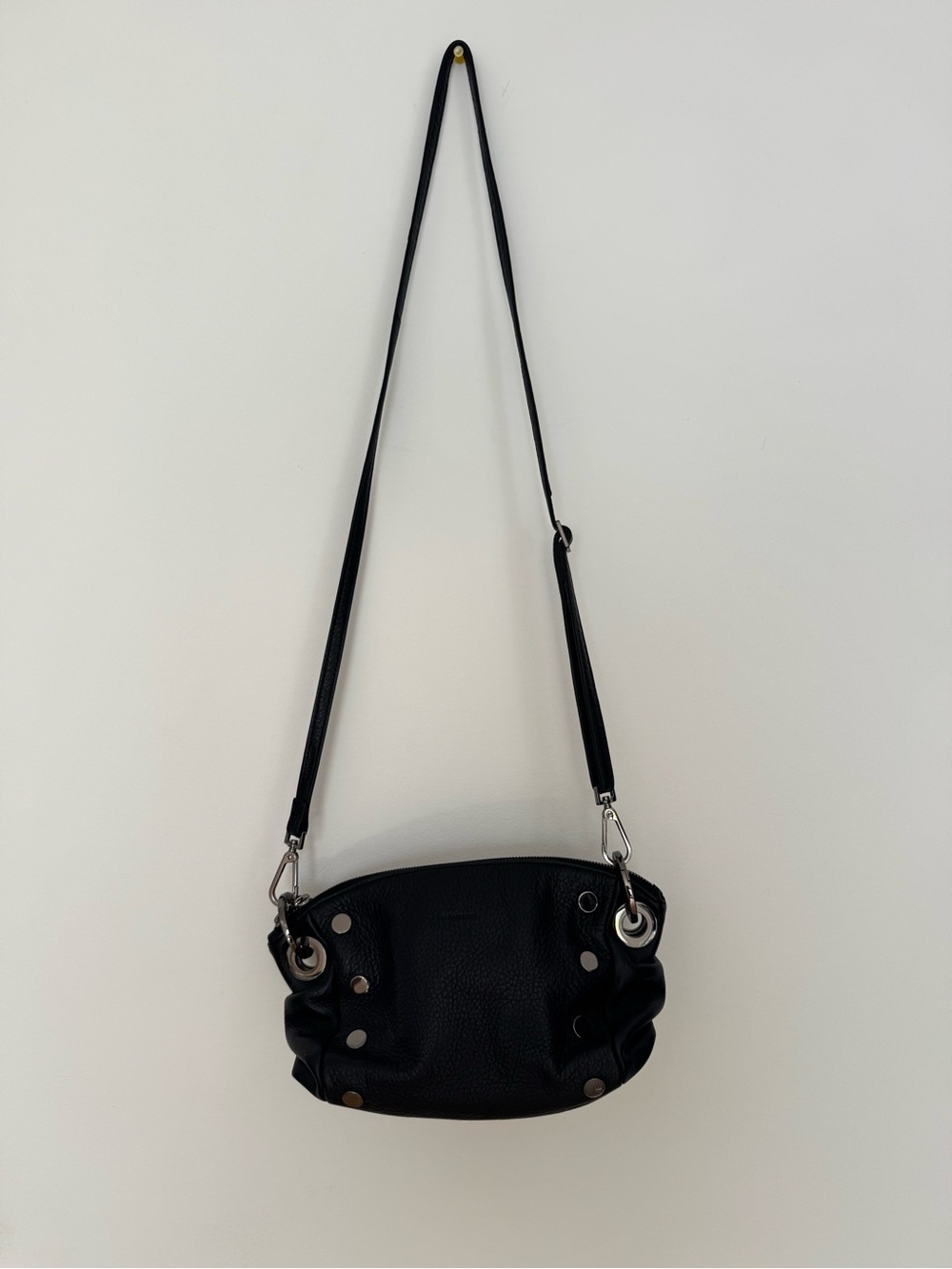 Hammitt Black Leather Crossbody with Silver Hardware
